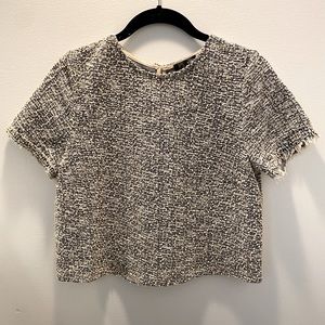 Aqua - Tweed Cropped Short Sleeve Top. Size M.